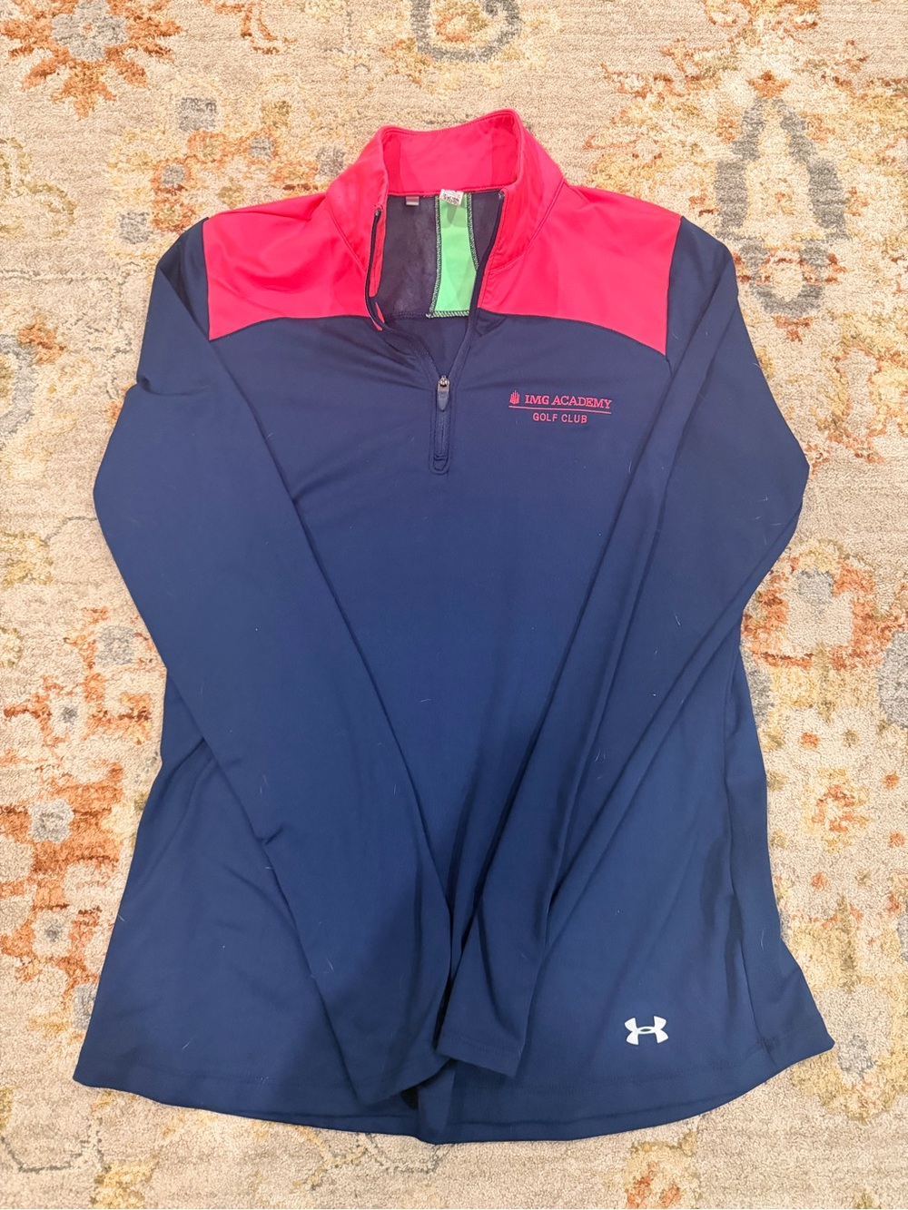 Under Armour Women's Navy & Red Quarter-Zip Pullover - IMG Academy - EST Size S